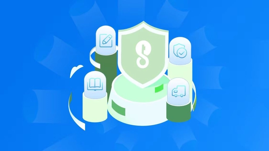 imKey多重安全保障体系说明图 - 多设备围绕中央安全盾牌