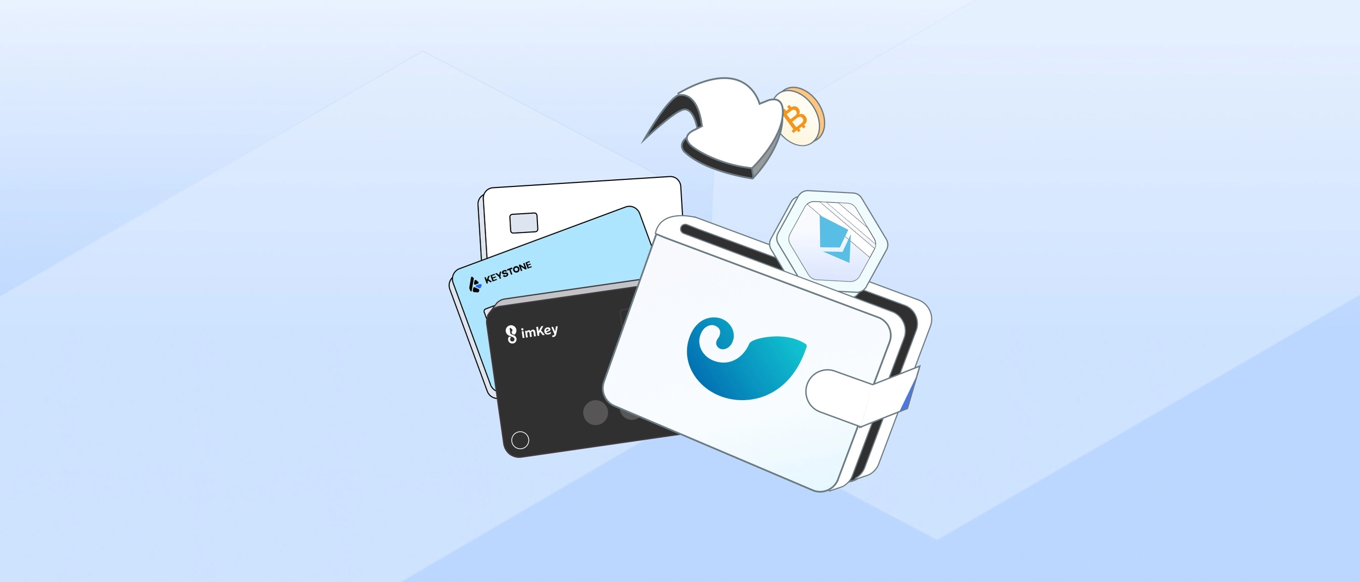 imToken App展示imKey与Keystone多款钱包生态兼容对比图